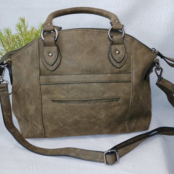 BEUNO SHOULDER BAG, DARK OLIVE GREEN, LEATHER, MULTIPLE POCKETS, GREAT CONDITION - Picture 3 of 10